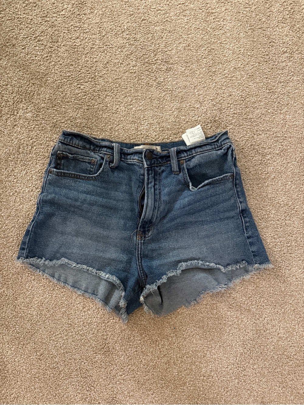 Abercrombie & Fitch Dark Blue High-Rise Denim Cutoffs mom short